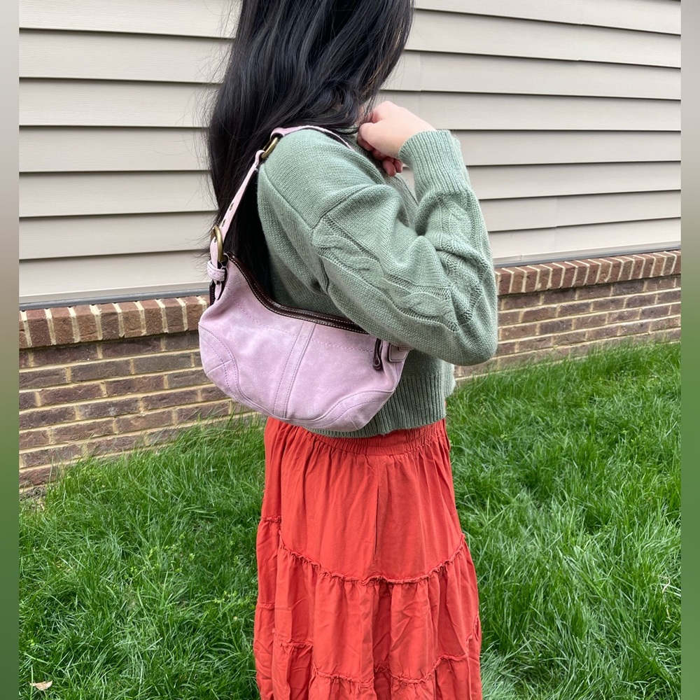 Y2K Vintage Coach Soho Hobo Suede Lavender Pink Shoulder Bag